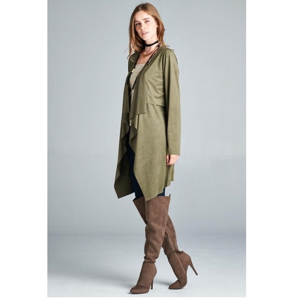 LAST ONE!!! NWT VEGAN SUEDE Waterfall Trench Coat - Picture 3 of 5